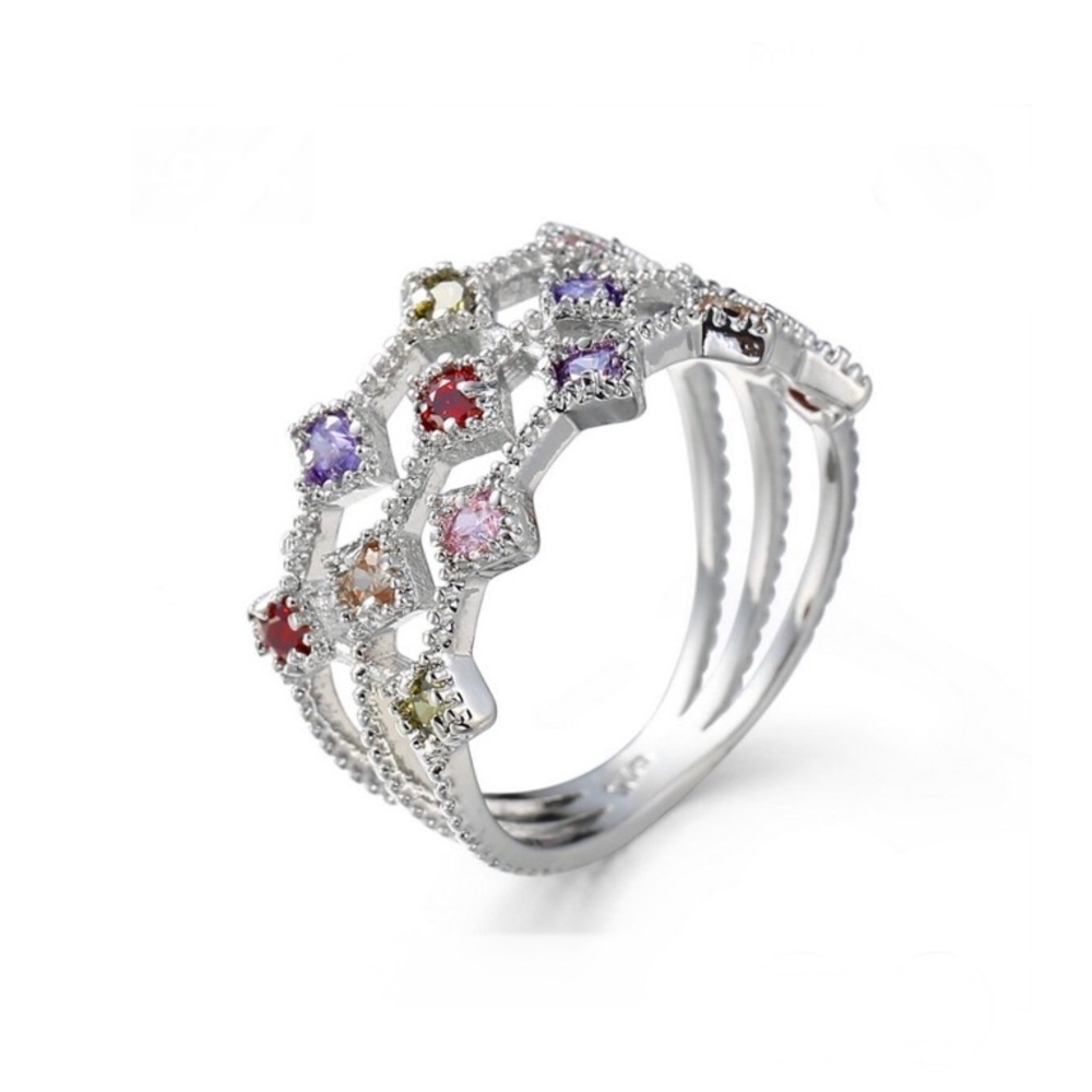 Multi Gemstone 925 Sterling Silver Ring - Picture 2 of 5